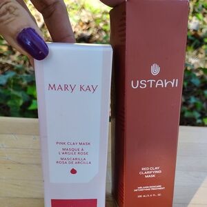 MARY KAY PINK CLAY MASK & USTAWI RED CLAY PURIFYING MASK OPEN BOX